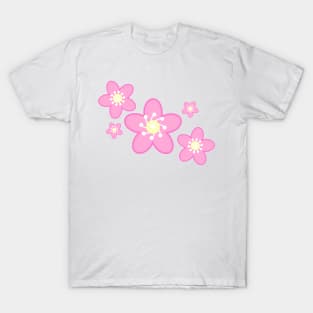 Sakura Cherry Blossom Flower Clusters in White Background T-Shirt